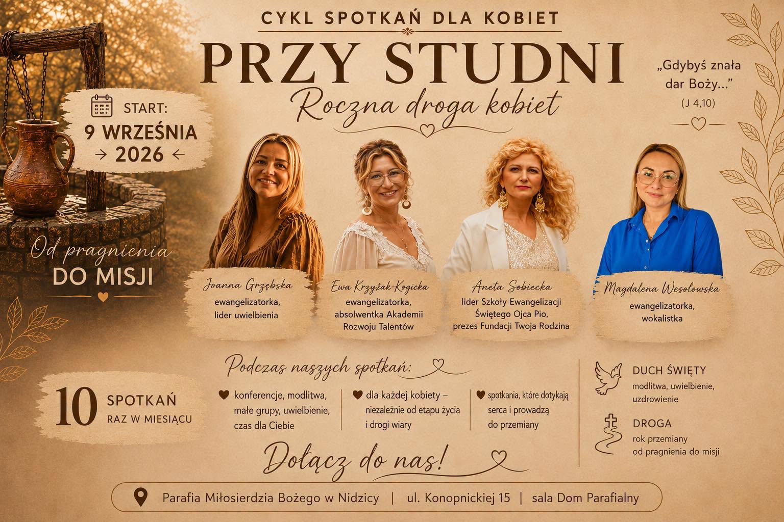 Plakat rocznej drogi kobiet Przy Studni w Nidzicy